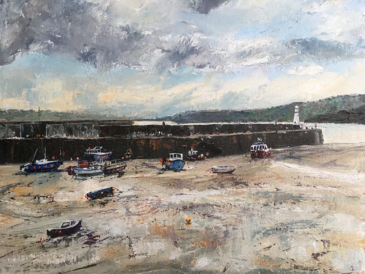St Ives harbour oil painting by Anna Cumming